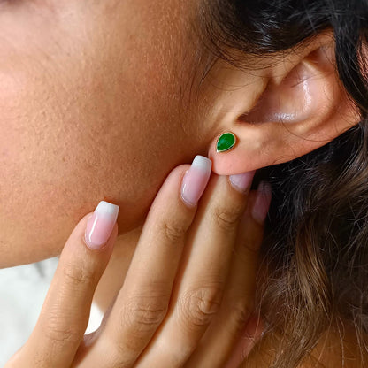 Simi Gemstone Studs with Green Onyx