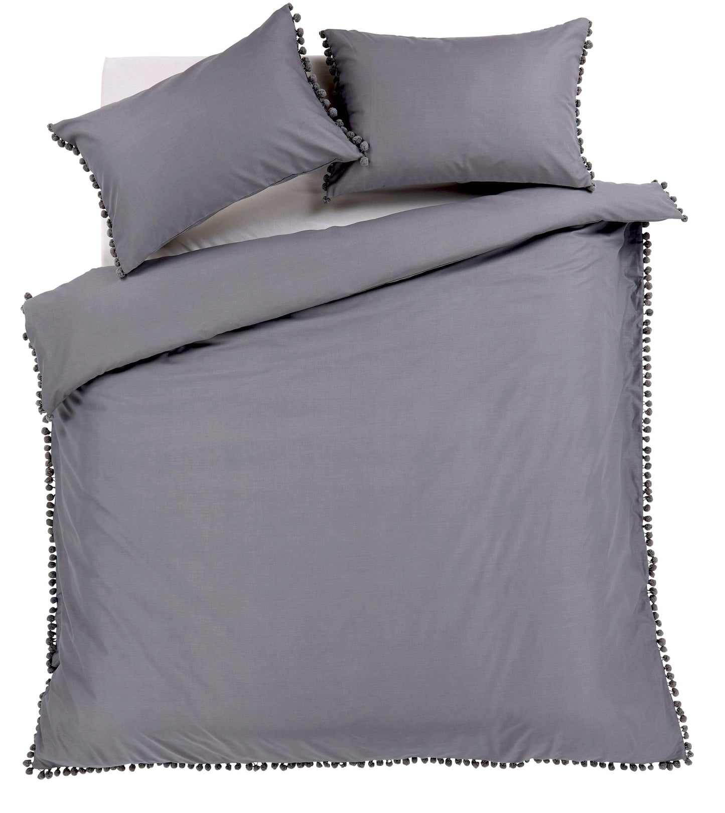 Hand Stitched Pom Pom Cotton Rich Duvet Set Durable Elegant Bedding in Multiple Sizes and Colours Perfect for Master Suites and Guest Rooms by OLIVIA ROCCO