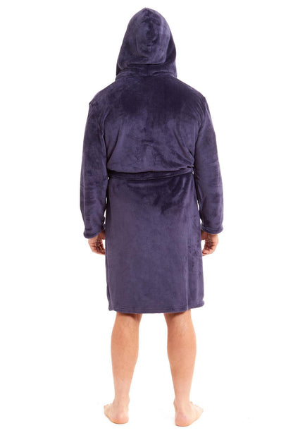 Hooded Ultra-Absorbing Plush Flannel Bathrobe for Men Soft Fleece Warm Dressing Gown Perfect for Home Hotel Gym Spa and Lounge in Stylish Colours by Daisy Dreamer