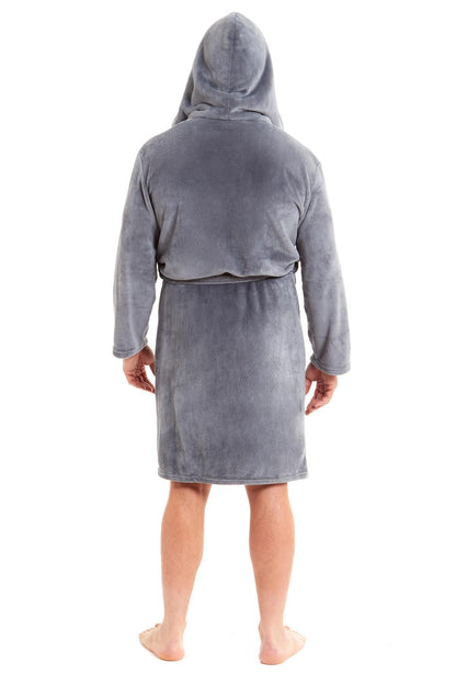 Hooded Ultra-Absorbing Plush Flannel Bathrobe for Men Soft Fleece Warm Dressing Gown Perfect for Home Hotel Gym Spa and Lounge in Stylish Colours by Daisy Dreamer