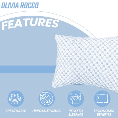 Ice Cool Unique Hypoallergenic Cooling Memory Foam Pillow for Nightlong Comfort and Breathable Sleep Support by OLIVIA ROCCO