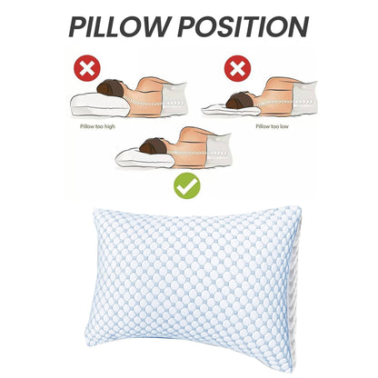 Ice Cool Unique Hypoallergenic Cooling Memory Foam Pillow for Nightlong Comfort and Breathable Sleep Support by OLIVIA ROCCO
