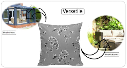 Jardin Silver Waterproof Outdoor and Indoor Cushions 17x17 Inch Weather-Resistant Patio Garden Balcony Seating Premium Hollow-Fibre Decorative Pillows by OLIVIA ROCCO