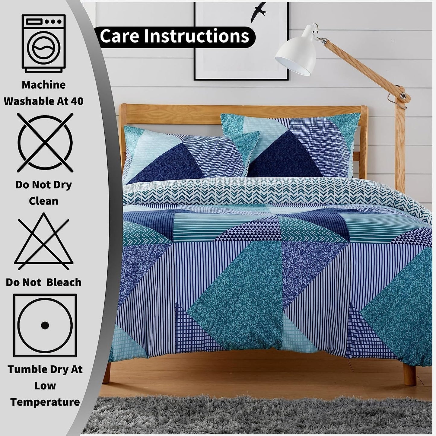 Jasper Teal Durable Printed Duvet Cover Set with Button Closure by OLIVIA ROCCO - Elegant Bedroom Decor in Single, Double, and King Sizes - Premium Polyester