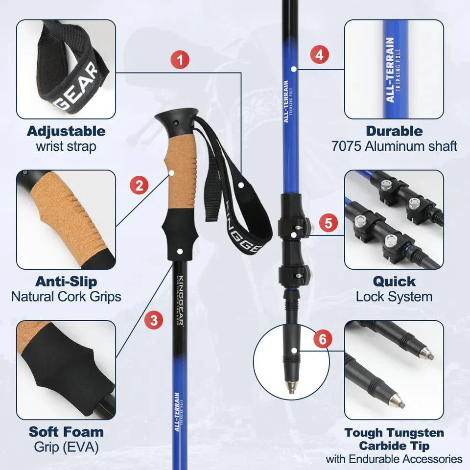KingGear Aluminium Hiking Poles