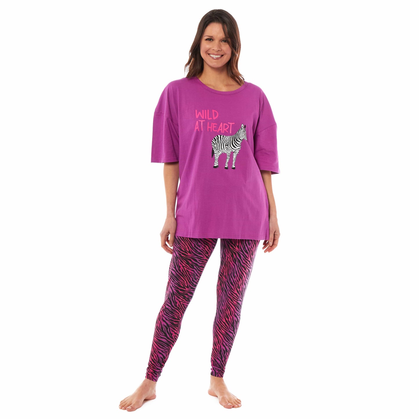 Ladies Oversized Cotton T-Shirt and Leggings PJ Set Animal Prints Loungewear Sleepwear Comfortable Stylish Pyjama for Cozy Nights by Daisy Dreamer