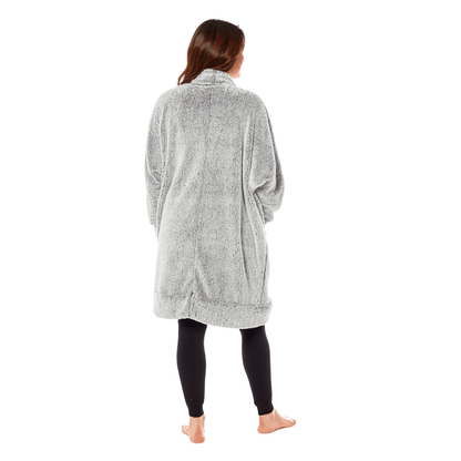 Ladies Shimmer Grey Luxurious Cardi Gown Soft-Touch Polyester Elegant Loungewear Robe Warm Dressing Gown for Relaxed Mornings and Special Evenings Sizes S to XL by Daisy Dreamer
