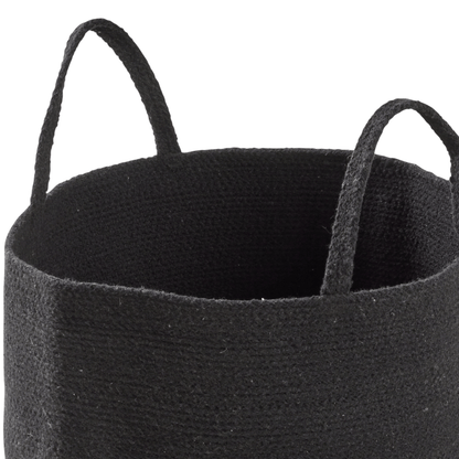Large Woven Cotton Laundry Basket with Handles Durable Rope Storage Bin for Clothes Toys Household Items Versatile Organizer in Black Grey Natural OLIVIA ROCCO