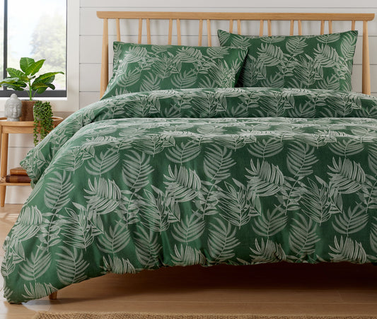 Leaf Jacquard Reversible Duvet Cover Sets in Grey and Pink with Cotton Blend for Ultimate Comfort Eco-Friendly Bedding in King Queen Double Single Sizes by OLIVIA ROCCO