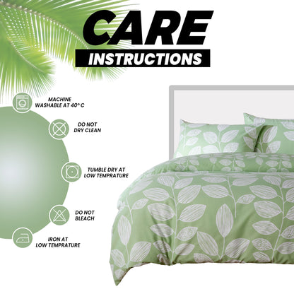 Leaf Print Reversible Cotton Rich Duvet Cover Set with Pillowcases Nature Inspired Bedding in Black and Gray All Sizes OEKO-TEX Certified by OLIVIA ROCCO