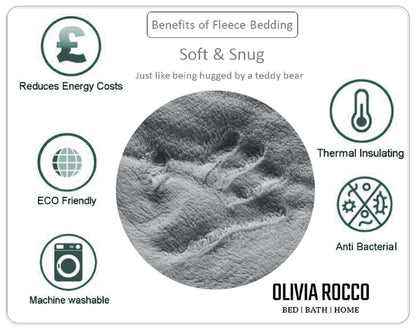 Leaf Print Teddy Fleece Duvet Set with Reversible Sherpa Fleece Ultra-Soft Winter Bedding for Single Double King Size Beds by OLIVIA ROCCO