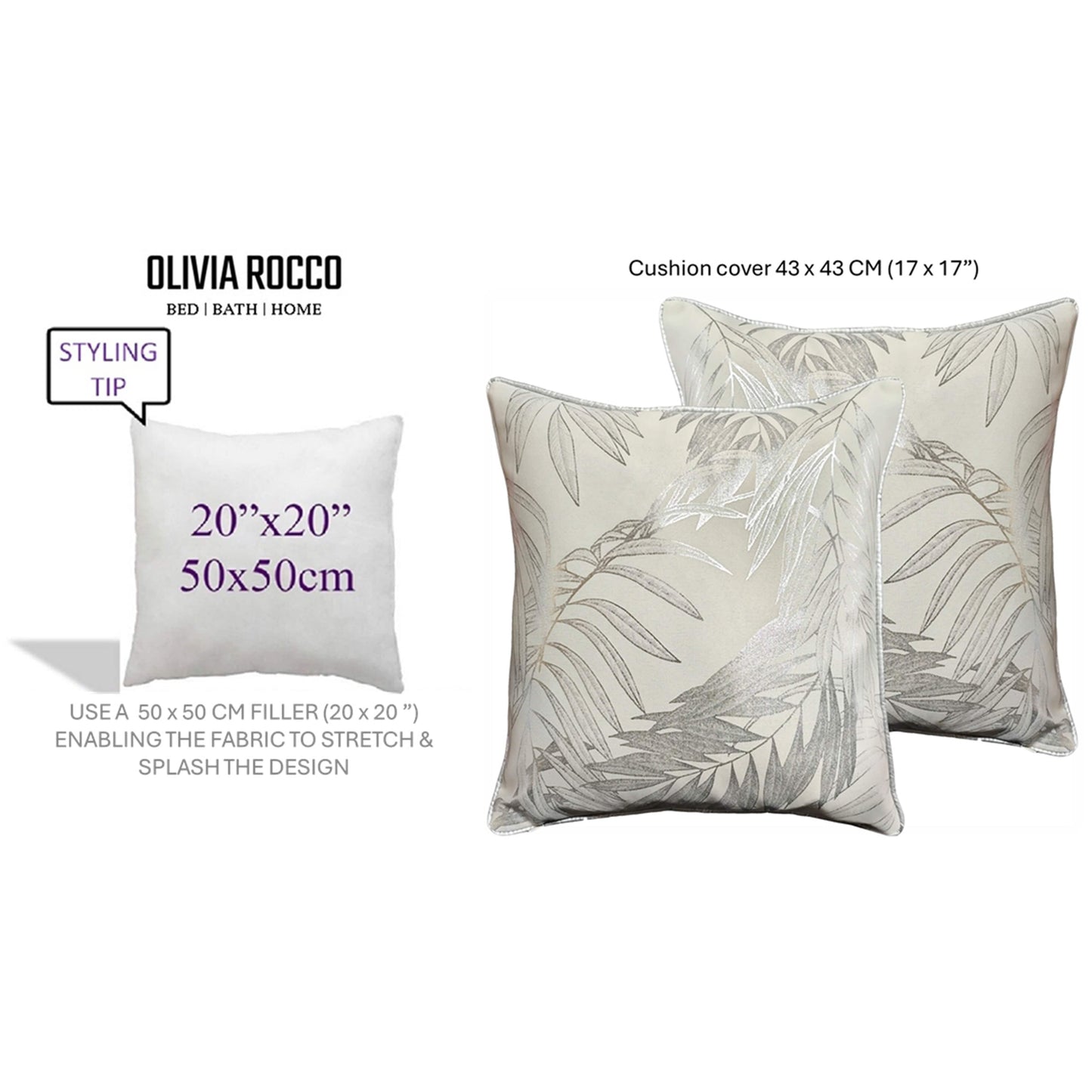 Leaf Sparkle 2 Pack Cushion Covers Leaf Natural Modern Decorative Throw Pillow Cases for Sofa or Bed by OLIVIA ROCCO