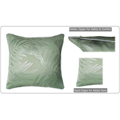 Leaf Sparkle 2 Pack Cushion Covers Leaf Sage Green Modern Decorative Throw Pillow Cases for Sofa or Bed by OLIVIA ROCCO