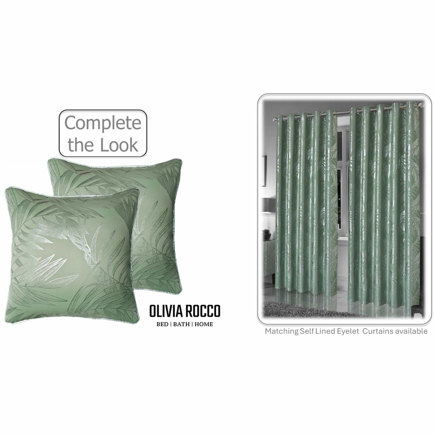 Leaf Sparkle 2 Pack Cushion Covers Leaf Sage Green Modern Decorative Throw Pillow Cases for Sofa or Bed by OLIVIA ROCCO