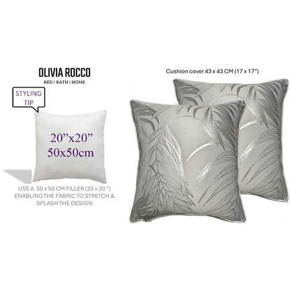 Leaf Sparkle 2 Pack Cushion Covers Leaf Silver Modern Decorative Throw Pillow Cases for Sofa or Bed by OLIVIA ROCCO
