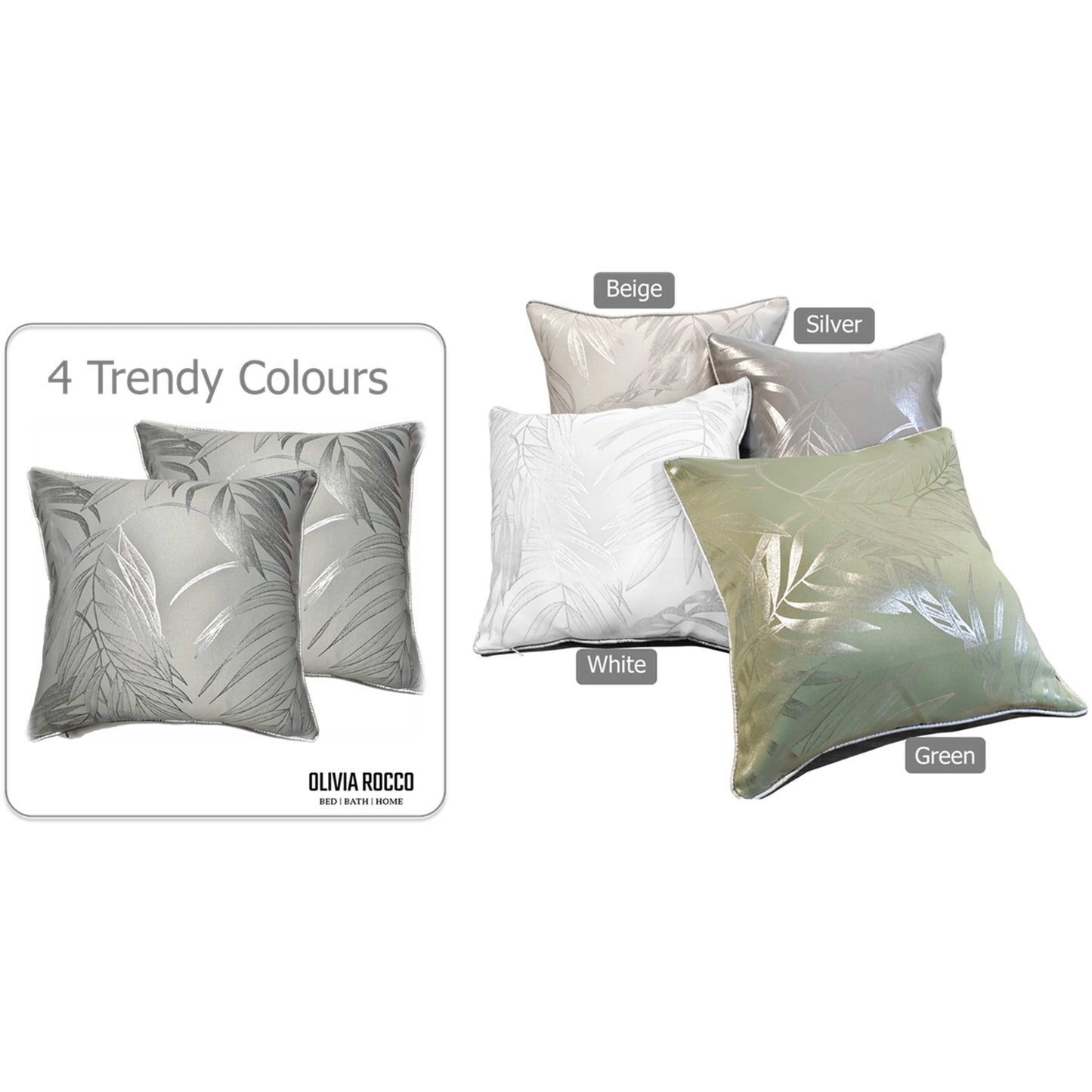 Leaf Sparkle 2 Pack Cushion Covers Leaf Silver Modern Decorative Throw Pillow Cases for Sofa or Bed by OLIVIA ROCCO