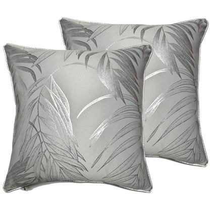Leaf Sparkle 2 Pack Cushion Covers Leaf Silver Modern Decorative Throw Pillow Cases for Sofa or Bed by OLIVIA ROCCO