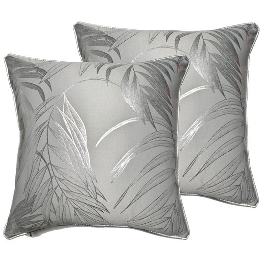 Leaf Sparkle 2 Pack Cushion Covers Leaf Silver Modern Decorative Throw Pillow Cases for Sofa or Bed by OLIVIA ROCCO