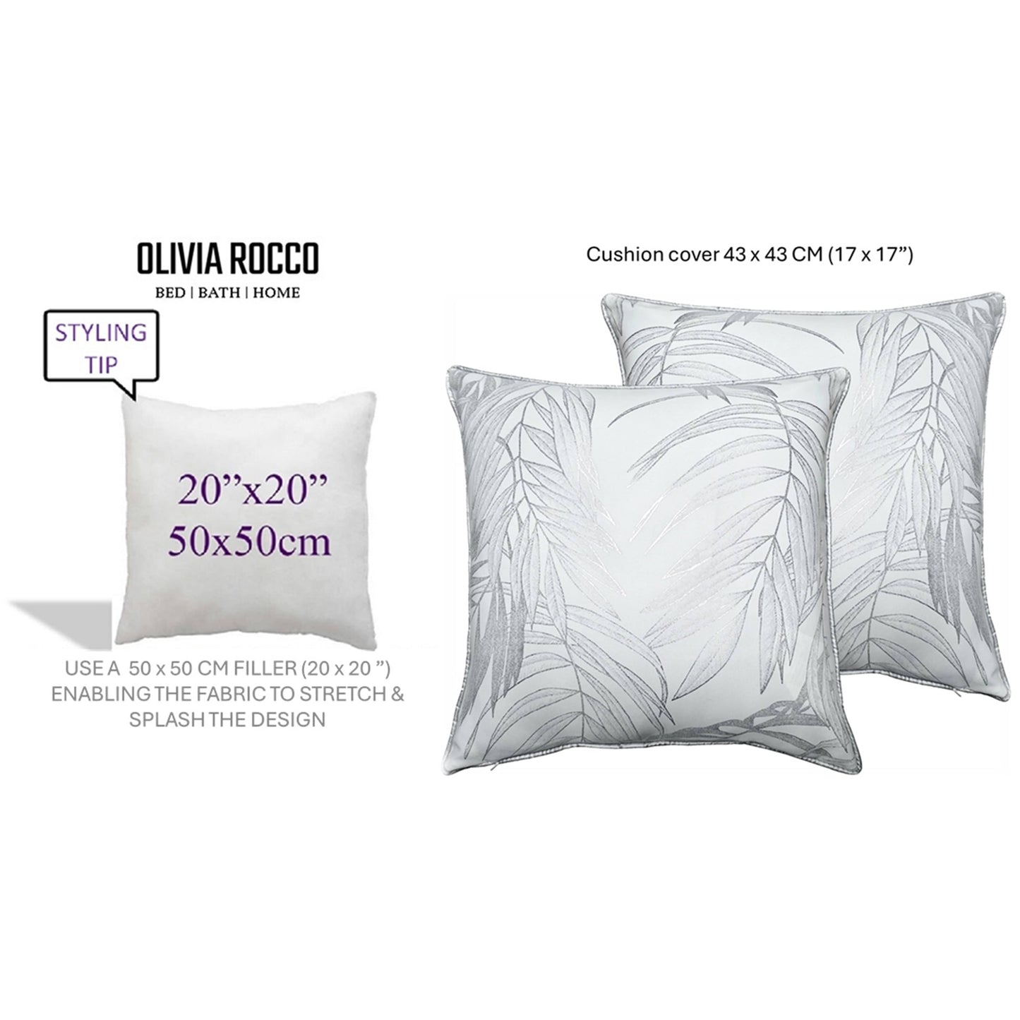Leaf Sparkle 2 Pack Cushion Covers Leaf White Modern Decorative Throw Pillow Cases for Sofa or Bed by OLIVIA ROCCO