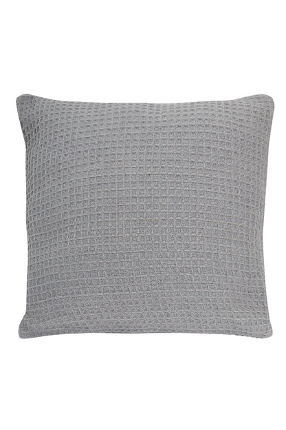 Lisbon Pure Indian Cotton Handwoven Honeycomb Vibrant Cushion Covers for Indoor Outdoor Use in Grey Ochre Navy Teal Silver Pink 17x17 and 24x24 Inches by OLIVIA ROCCO