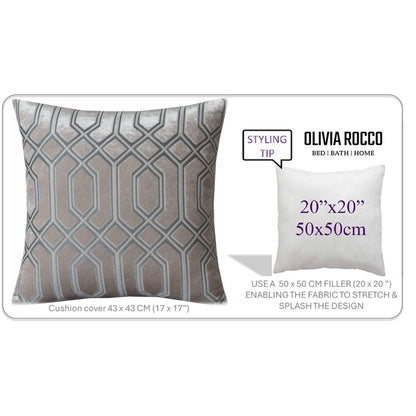Luxe Geo Velvet Cushion Covers 2 Pack Champagne Geometric Decorative Cushions for Sofa Bed & Living Room by OLIVIA ROCCO