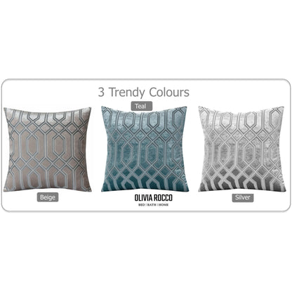 Luxe Geo Velvet Cushion Covers 2 Pack Champagne Geometric Decorative Cushions for Sofa Bed & Living Room by OLIVIA ROCCO
