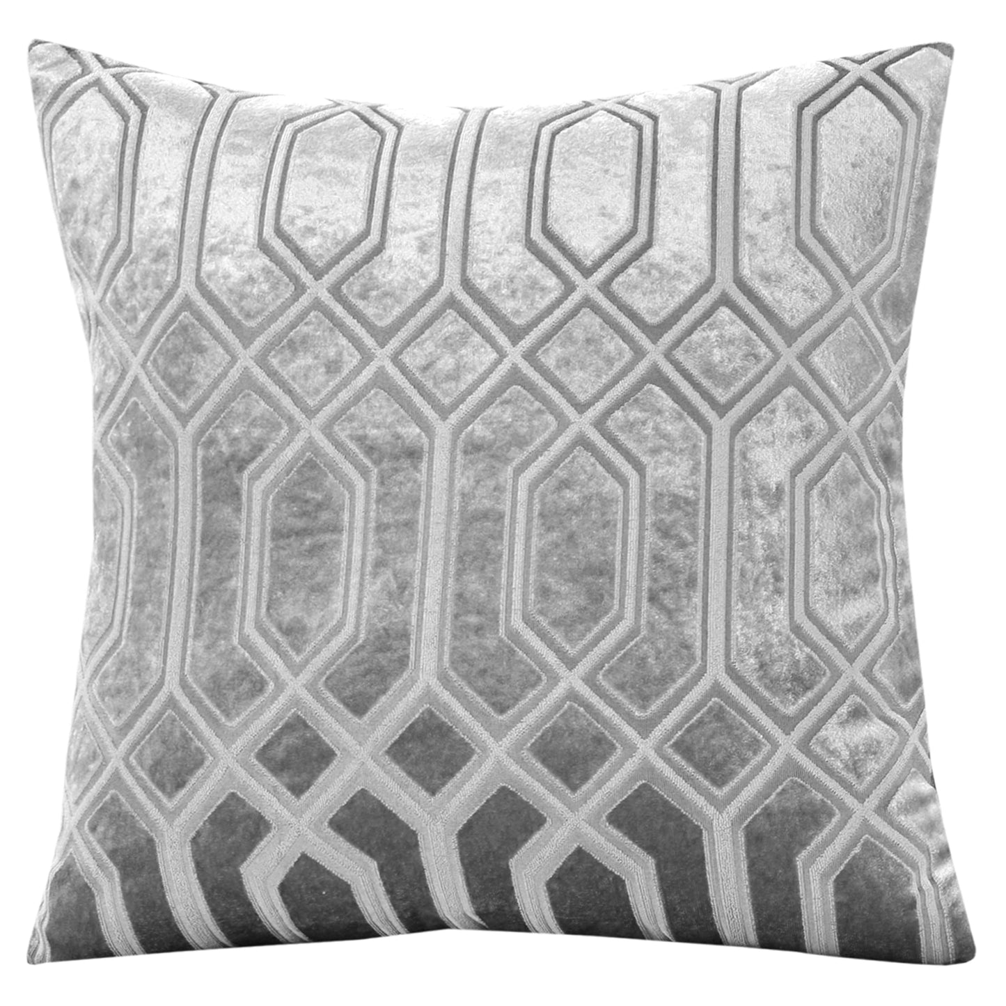 Luxe Geo Velvet Cushion Covers 2 Pack Grey Geometric Decorative Cushions for Sofa Bed & Living Room by OLIVIA ROCCO