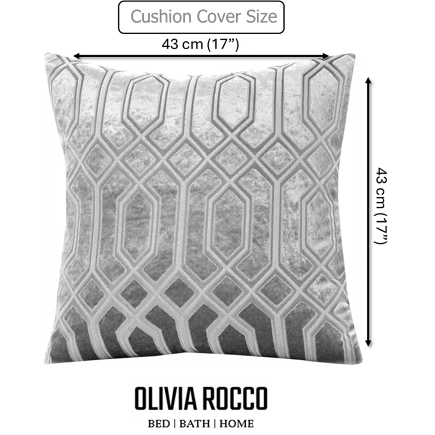 Luxe Geo Velvet Cushion Covers 2 Pack Grey Geometric Decorative Cushions for Sofa Bed & Living Room by OLIVIA ROCCO