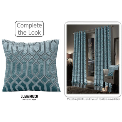 Luxe Geo Velvet Cushion Covers 2 Pack Teal Geometric Decorative Cushions for Sofa Bed & Living Room by OLIVIA ROCCO