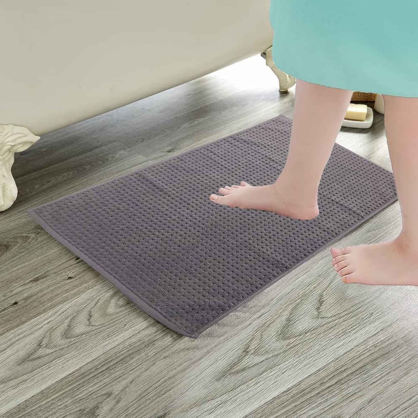 Pack of 3 Luxe Ultra-Soft Deep Cotton Pile Bathmats Handcrafted Eco-Friendly Absorbent Quick-Drying Premium Cotton Rug for Bathroom Decor by OLIVIA ROCCO