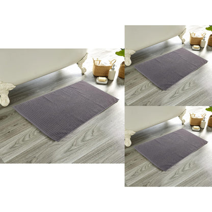 Pack of 3 Luxe Ultra-Soft Deep Cotton Pile Bathmats Handcrafted Eco-Friendly Absorbent Quick-Drying Premium Cotton Rug for Bathroom Decor by OLIVIA ROCCO