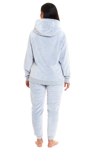 Matching Mother Daughter Raccoon Fleece Hooded Pyjama Set with Sherpa Lining and Embroidered Design for Family Bonding by Daisy Dreamer