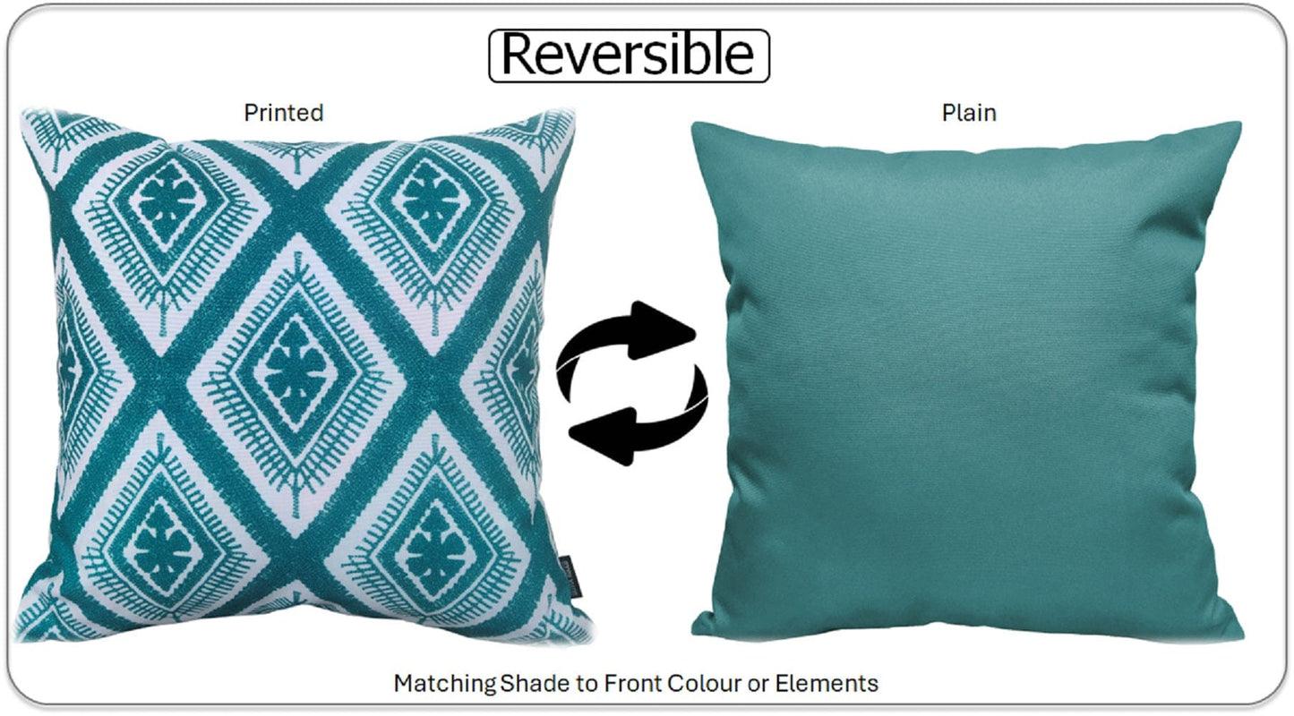 Meze Teal Waterproof Outdoor Cushions for Patio Garden Bench Sofa Living Room or Bedroom High-Quality Hollow-Fibre Filled Polyester by OLIVIA ROCCO