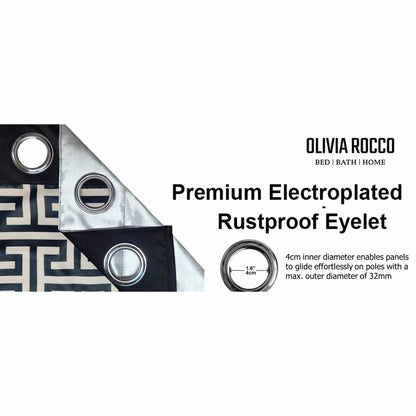 Milano Geometric Blackout Curtains Thermal Insulated Eyelet Pair Light-Blocking Window Drapes for Stylish Home Decor by OLIVIA ROCCO