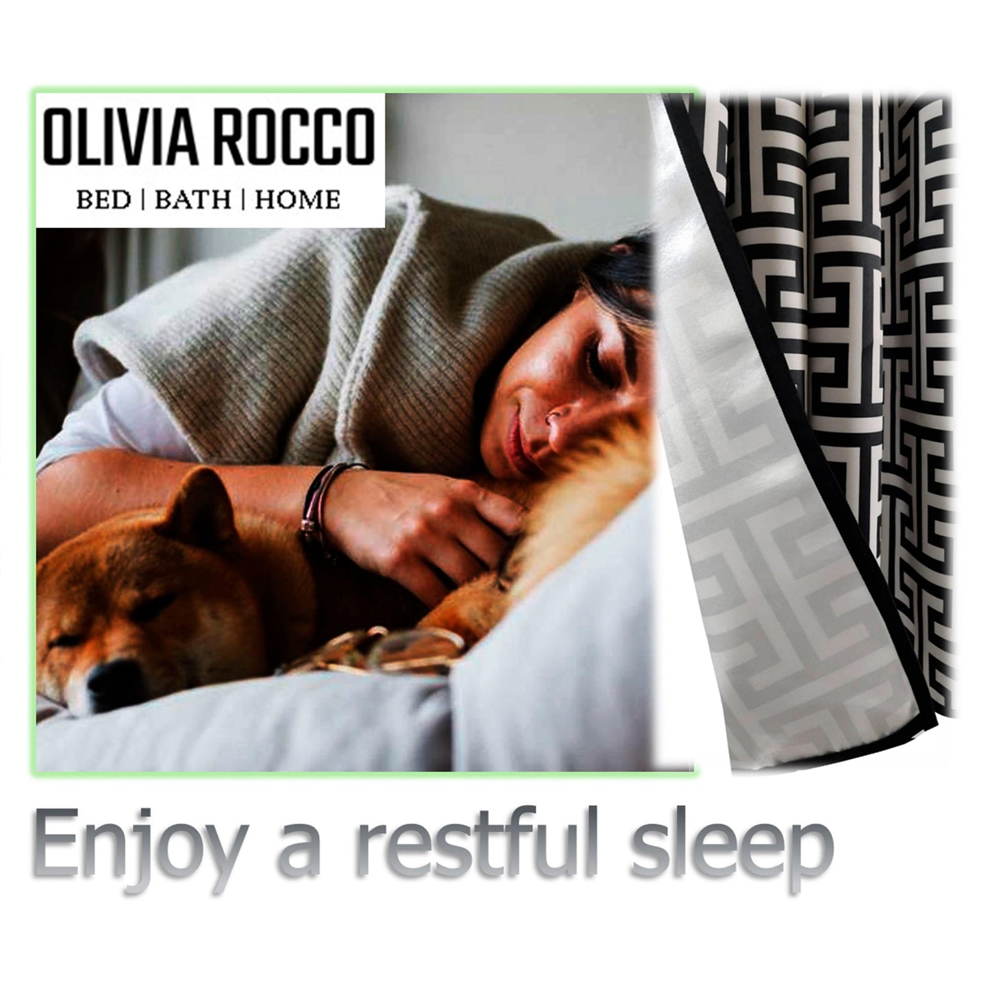 Milano Geometric Blackout Curtains Thermal Insulated Eyelet Pair Light-Blocking Window Drapes for Stylish Home Decor by OLIVIA ROCCO