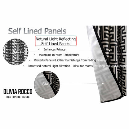 Milano Geometric Blackout Curtains Thermal Insulated Eyelet Pair Light-Blocking Window Drapes for Stylish Home Decor by OLIVIA ROCCO