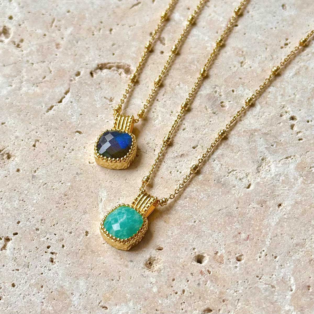 Tetra Square Gemstone Pendant: Amazonite