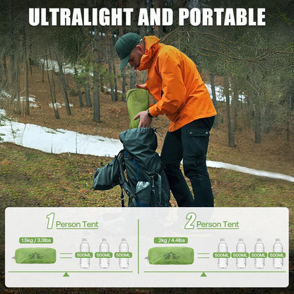Night Cat 1 Person Ultralight Tunnel Tent – 1.5kg Waterproof