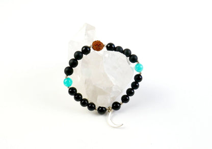 NYX Japa Mala Bracelet - Obsidian and Quartz