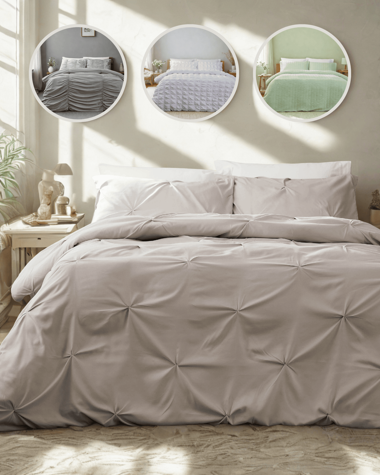 OLIVIA ROCCO Textured Pintuck Ruffles Pleated Microfibre Duvet Cover Sets with Pillowcases Soft Breathable Easy Care Bedding Set Quilt Covers