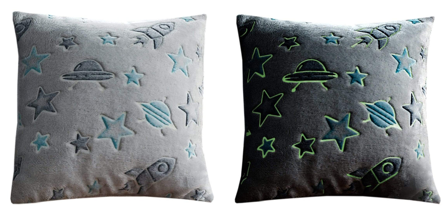 Outer Space Glow In The Dark Astronaut and Rocket Teddy Fleece Duvet Set for Children, OEKO-TEX Certified Bedding Perfect for Winter by OLIVIA ROCCO