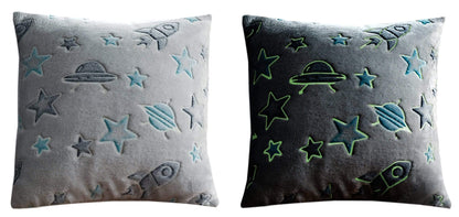 Outer Space Glow In The Dark Astronaut and Rocket Teddy Fleece Duvet Set for Children, OEKO-TEX Certified Bedding Perfect for Winter by OLIVIA ROCCO