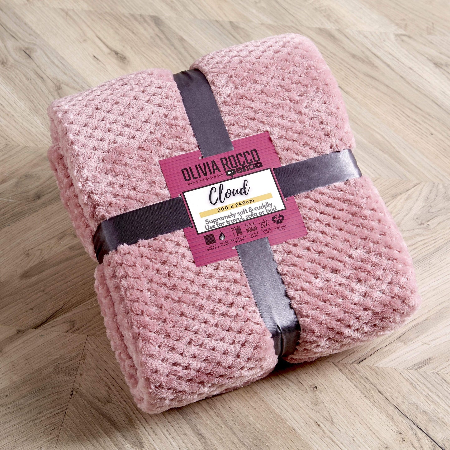 Oversized Chunky Soft Fleece Blanket Cloud Throw Faux Fur Polyester Blend Warm Stylish Home Decor Double King Beds Sofas by OLIVIA ROCCO