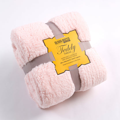 Oversized Fluffy Huggable Teddy Throw Blanket Super Soft Faux Fur Fleece for Sofa or Bed Luxurious Comfort and Warmth in Stylish Colours by OLIVIA ROCCO