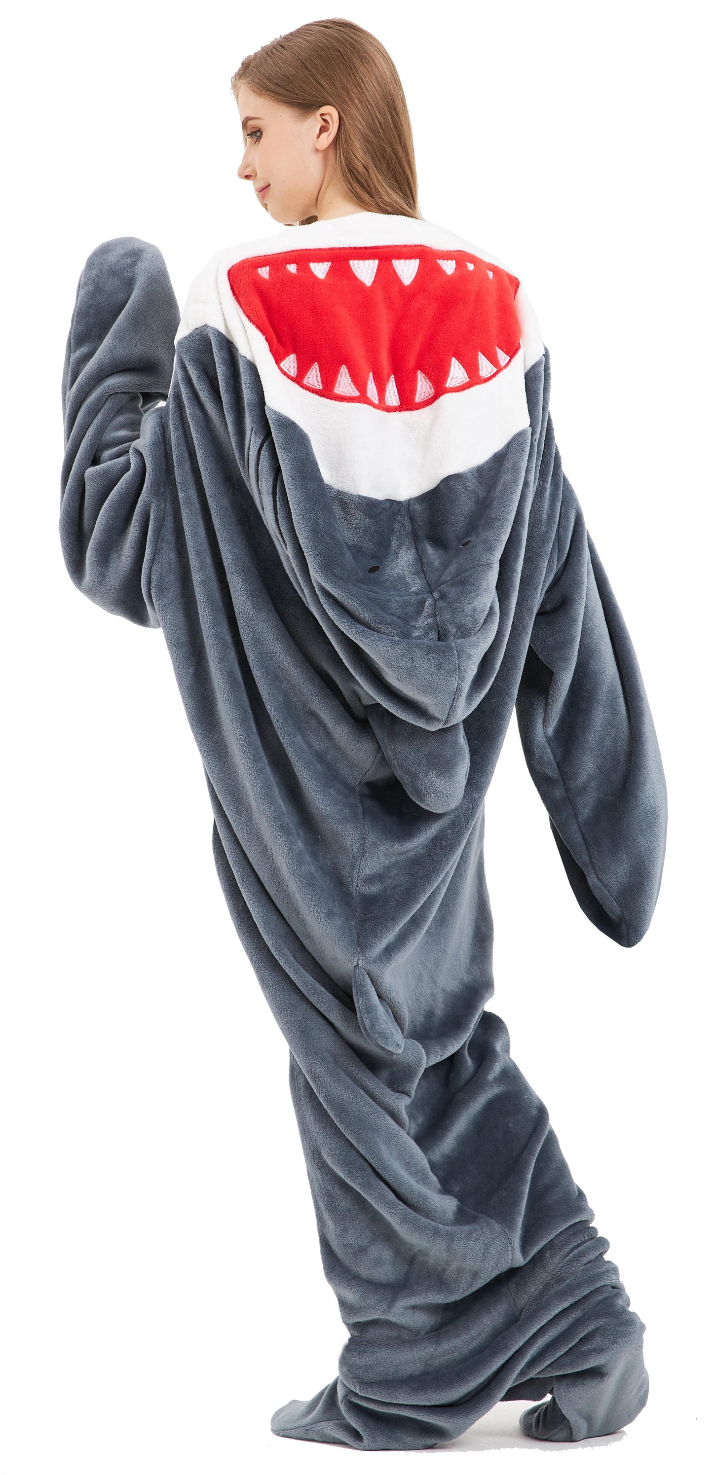 Oversized Shark Animal Wearable Blanket Hoodie Soft Fleece Hooded Blanket with Sleeves Warm Winter Loungewear by OLIVIA ROCCO