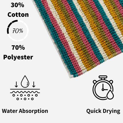Padstow Super Soft Absorbent Stripe Bathmat 50 x 80 cm Quick-Drying Anti-Slip Durable Bathroom Accessory by OLIVIA ROCCO