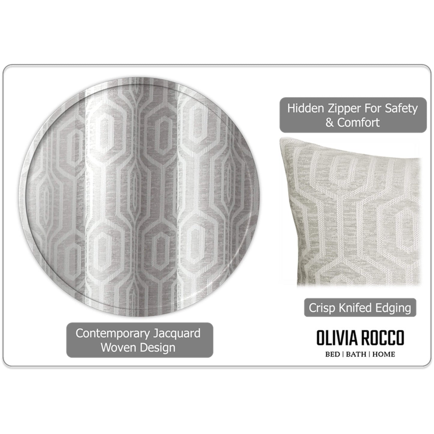 Paris Cushion Covers 2 Pack Modern Natural Decorative Square Scatter Cushions with Invisible Zipper for Sofa & Bed by OLIVIA ROCCO