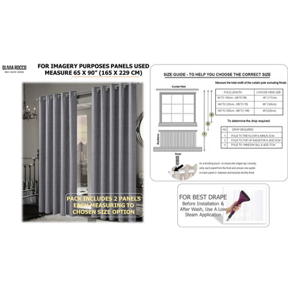 Paris Eyelet Jacquard Curtains Grey Geometric Pattern Thermal Insulated Light Blocking for Bedroom Lounge by OLIVIA ROCCO