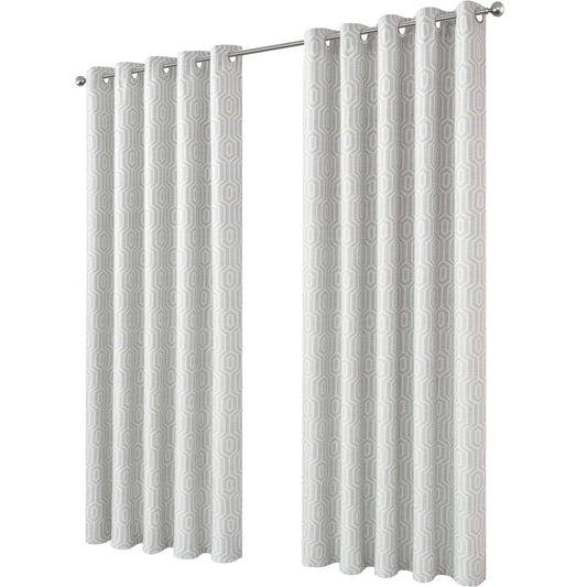 Paris Eyelet Jacquard Curtains Natural Geometric Pattern Thermal Insulated Light Blocking for Bedroom Lounge by OLIVIA ROCCO