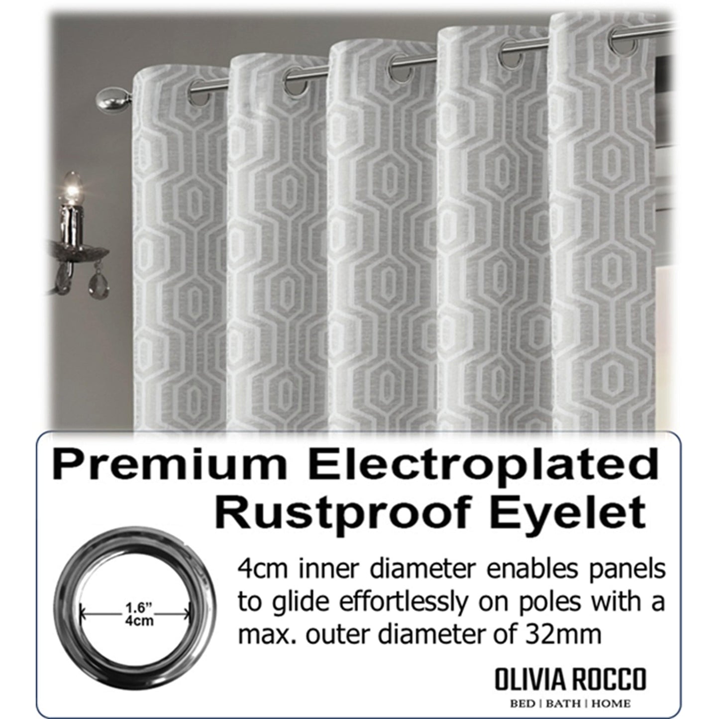 Paris Eyelet Jacquard Curtains Natural Geometric Pattern Thermal Insulated Light Blocking for Bedroom Lounge by OLIVIA ROCCO